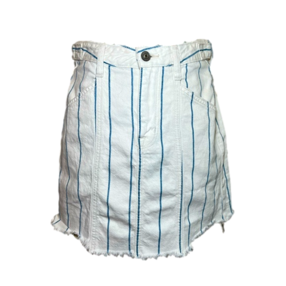 American Eagle Denim Skirt - White w Blue Stripes - Size 0